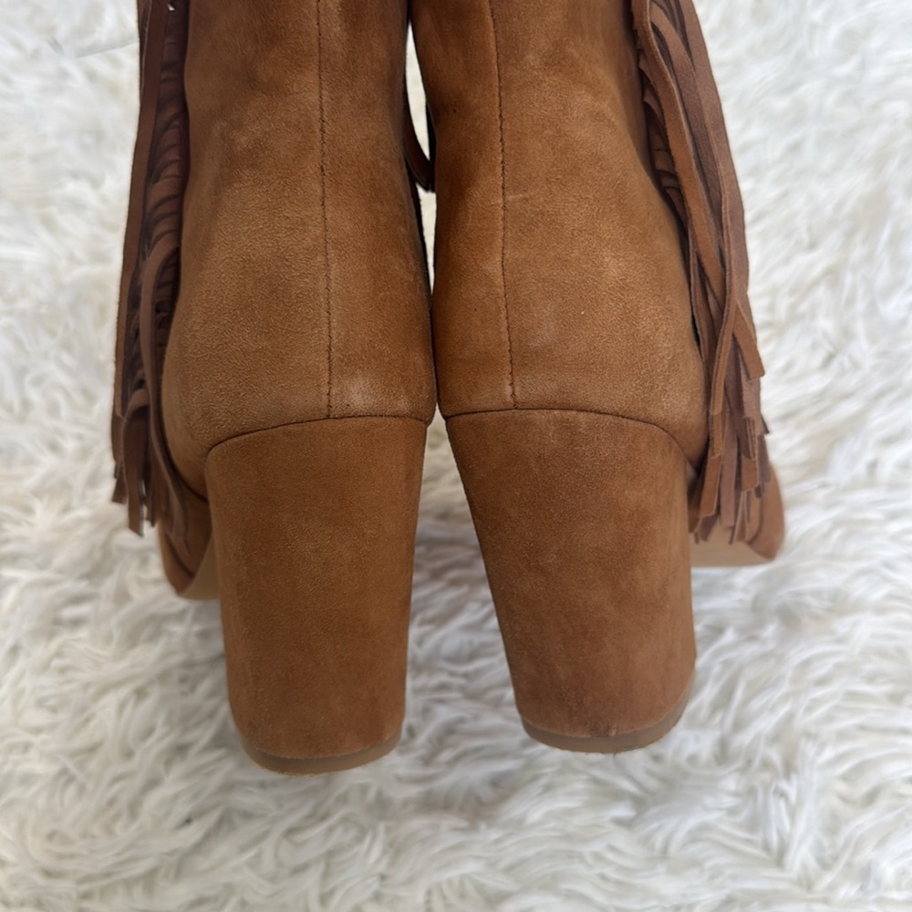 Rebecca Minkoff Iris Fringe Peep Toe Bootie Ankle Boots Size 8 - Picture 4 of 6